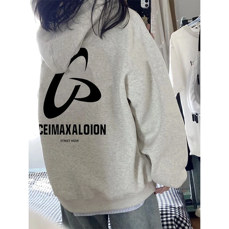 纯棉连帽卫衣女小个子新爆款春秋冬季慵懒设计感小众宽松加绒上衣