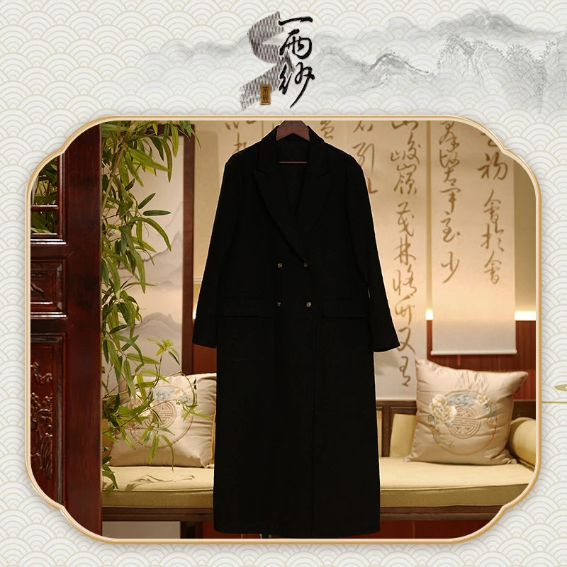 【厚绢绣花格●风衣】238679桑蚕丝厚绢香云纱风衣外套新中式70