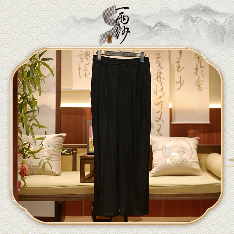 【农工缎缎罗直筒裤】238650桑蚕丝香云纱阔腿裤子新中式45