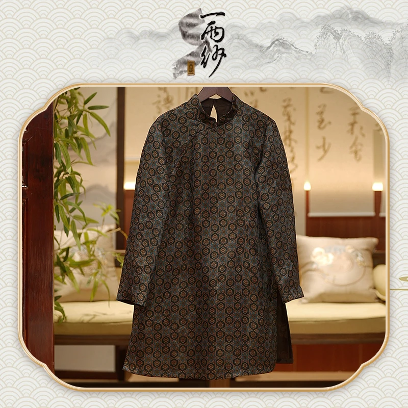 【高定缎●牡丹格太太服】238690桑蚕丝重缎香云纱上衣内搭新中式60