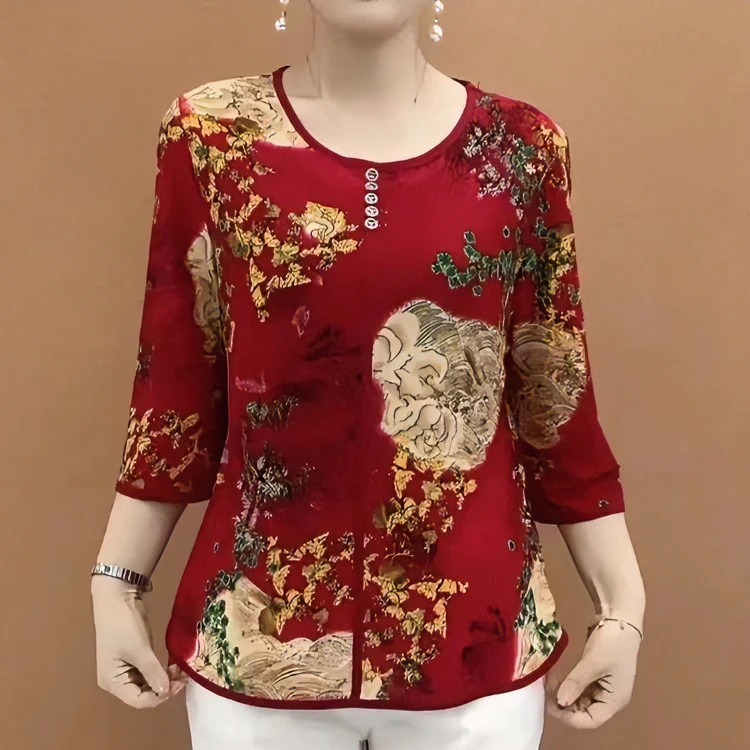 母亲节夏季新款七八分袖妈妈装洋气时尚休闲百搭大码显瘦宽松上衣