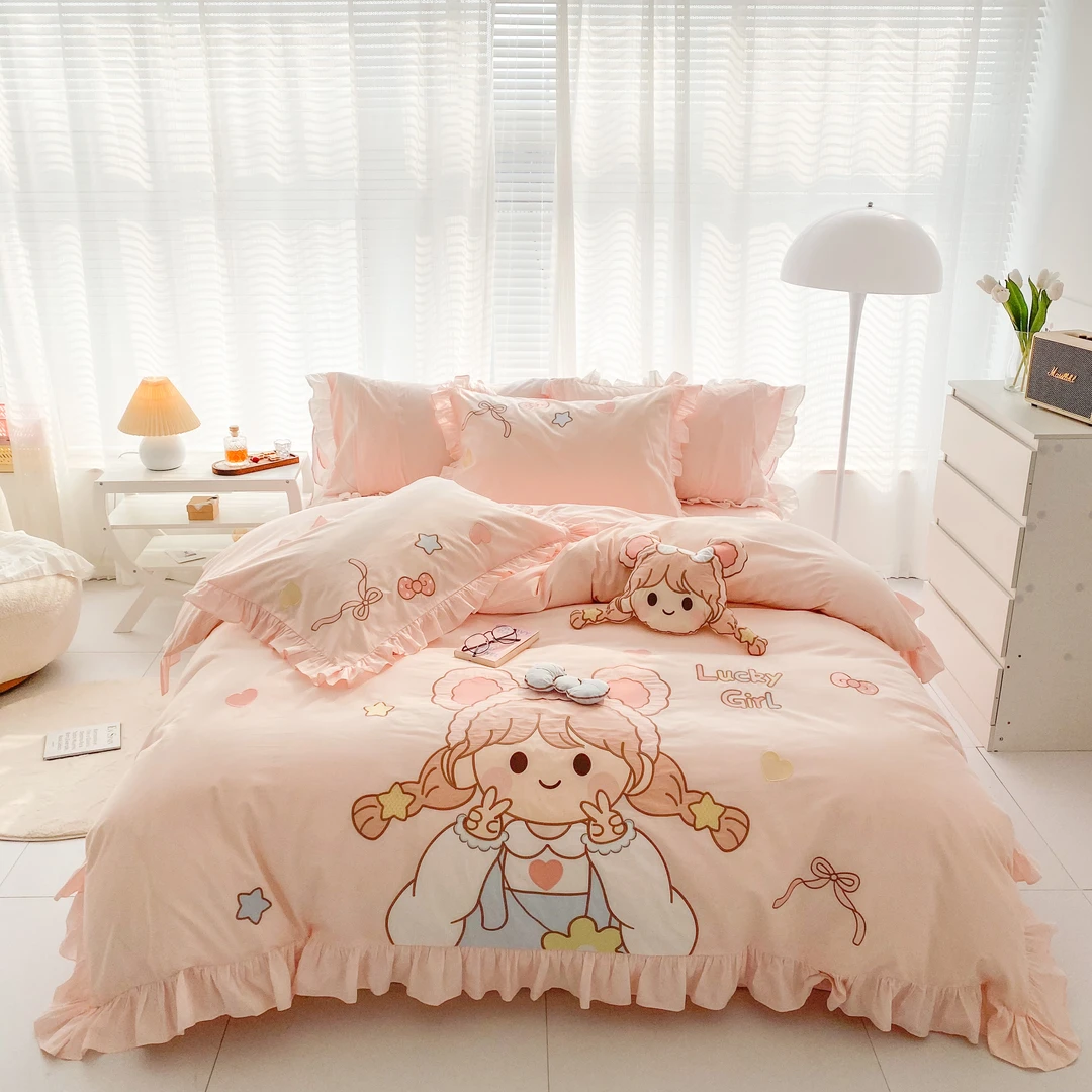 美玲    可爱安妮全棉水洗棉高端刺绣  可爱少女心韩版绣花小清新