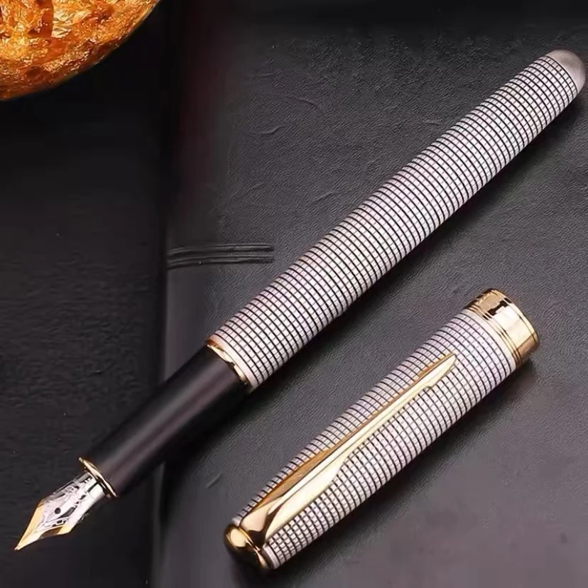 金豪75格子银高精手工打磨易出锋钢笔