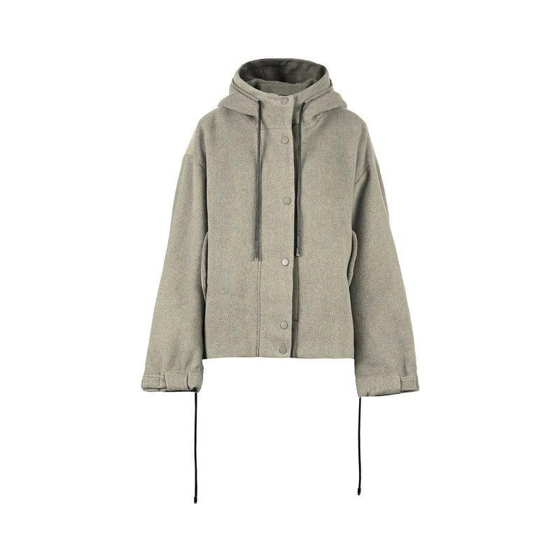 S·DEER圣迪奥秋冬纯色连帽抽绳宽松百搭时尚简约短外套S21482225