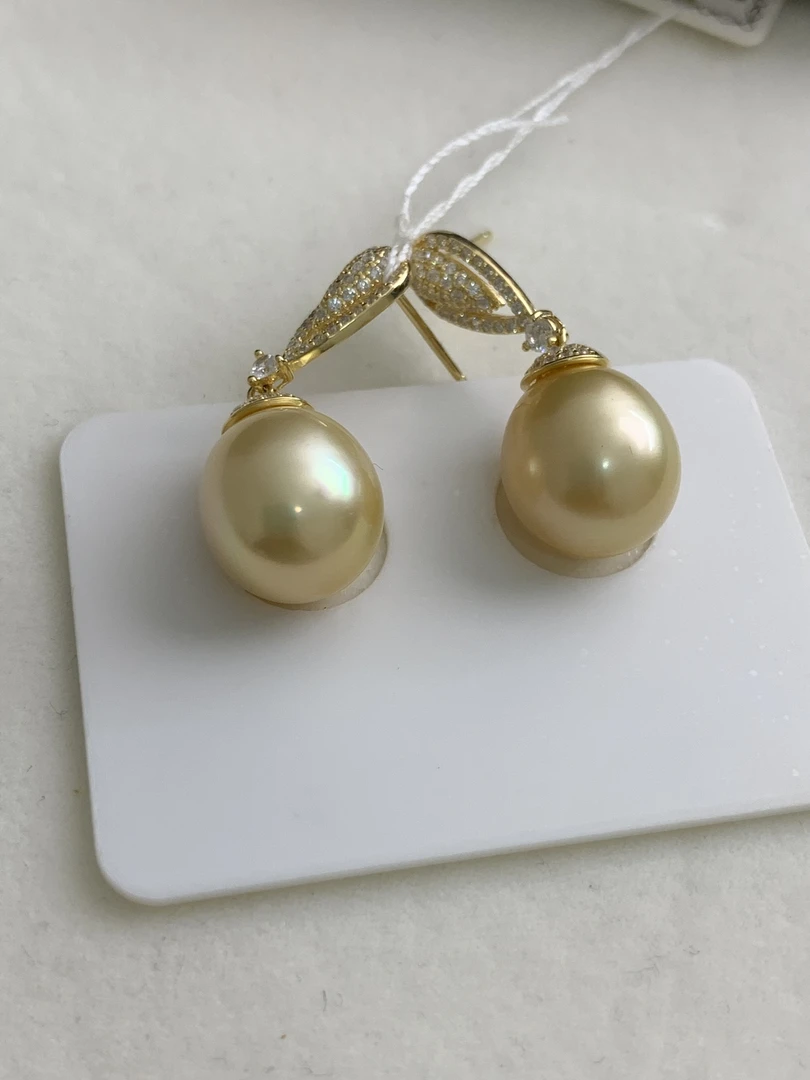 天然海水金珠耳钉
