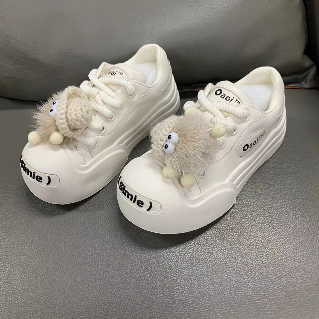 专柜正品撤柜开口笑潮流百搭丑萌鞋厚底板鞋休闲可爱小白鞋