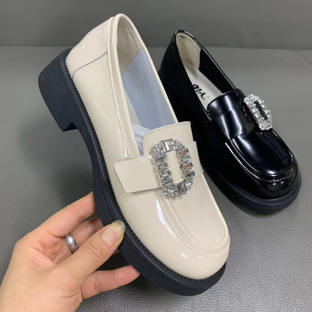 专柜正品撤柜真皮钻扣乐福鞋平底休闲百搭单鞋