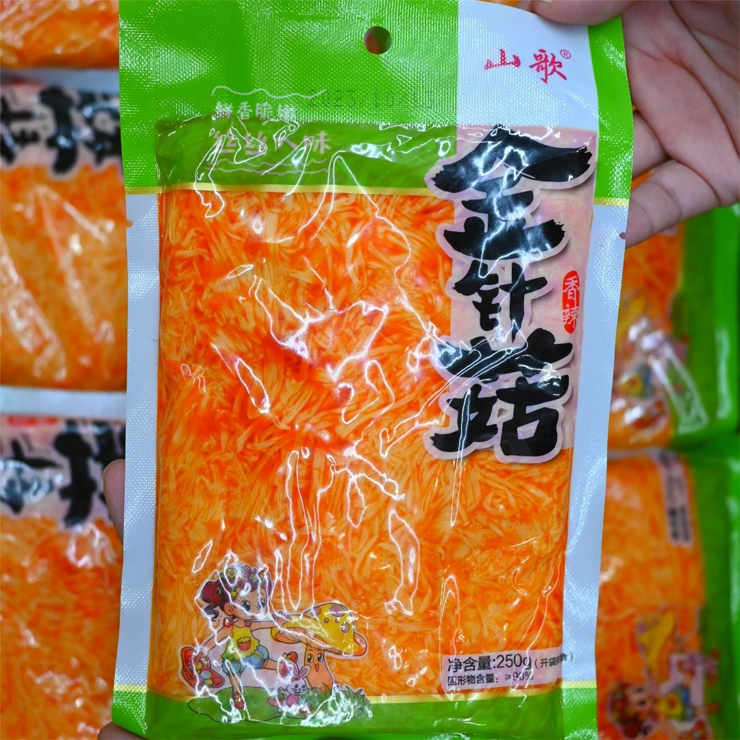 香辣手工金针菇下饭菜即食红油小咸菜精选酱菜麻辣下酒菜米饭配