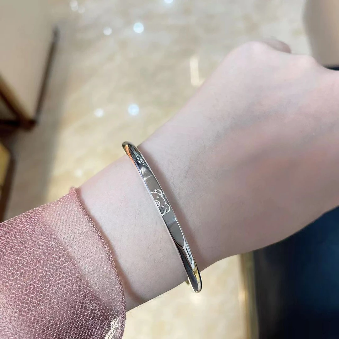 足银手镯 033  小熊维尼熊推拉手镯