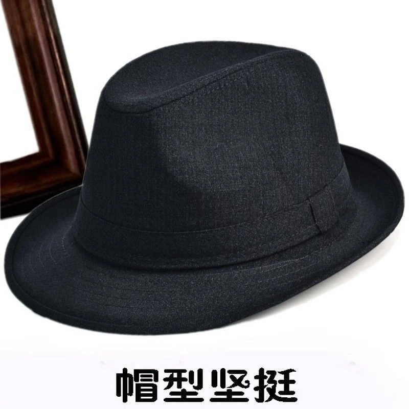 礼帽男中老年人春夏季英伦爵士帽中年绅士帽黑色小礼帽男士礼帽