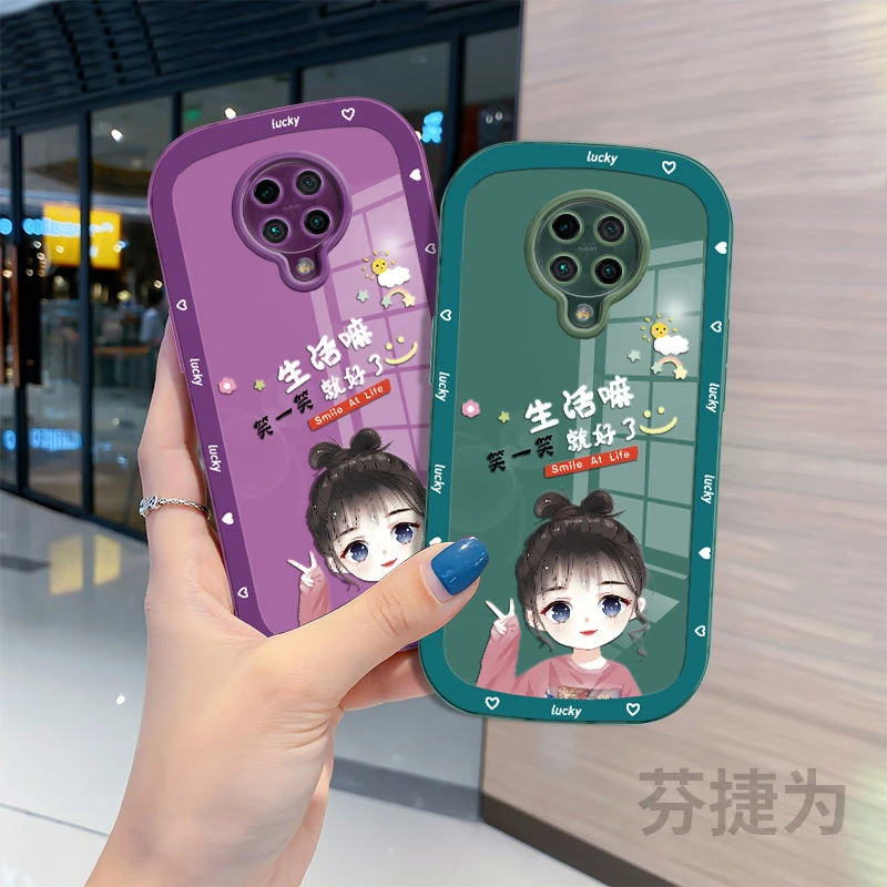红米K30pro手机壳马卡龙透明时尚网红奢华防摔软壳爱笑女孩