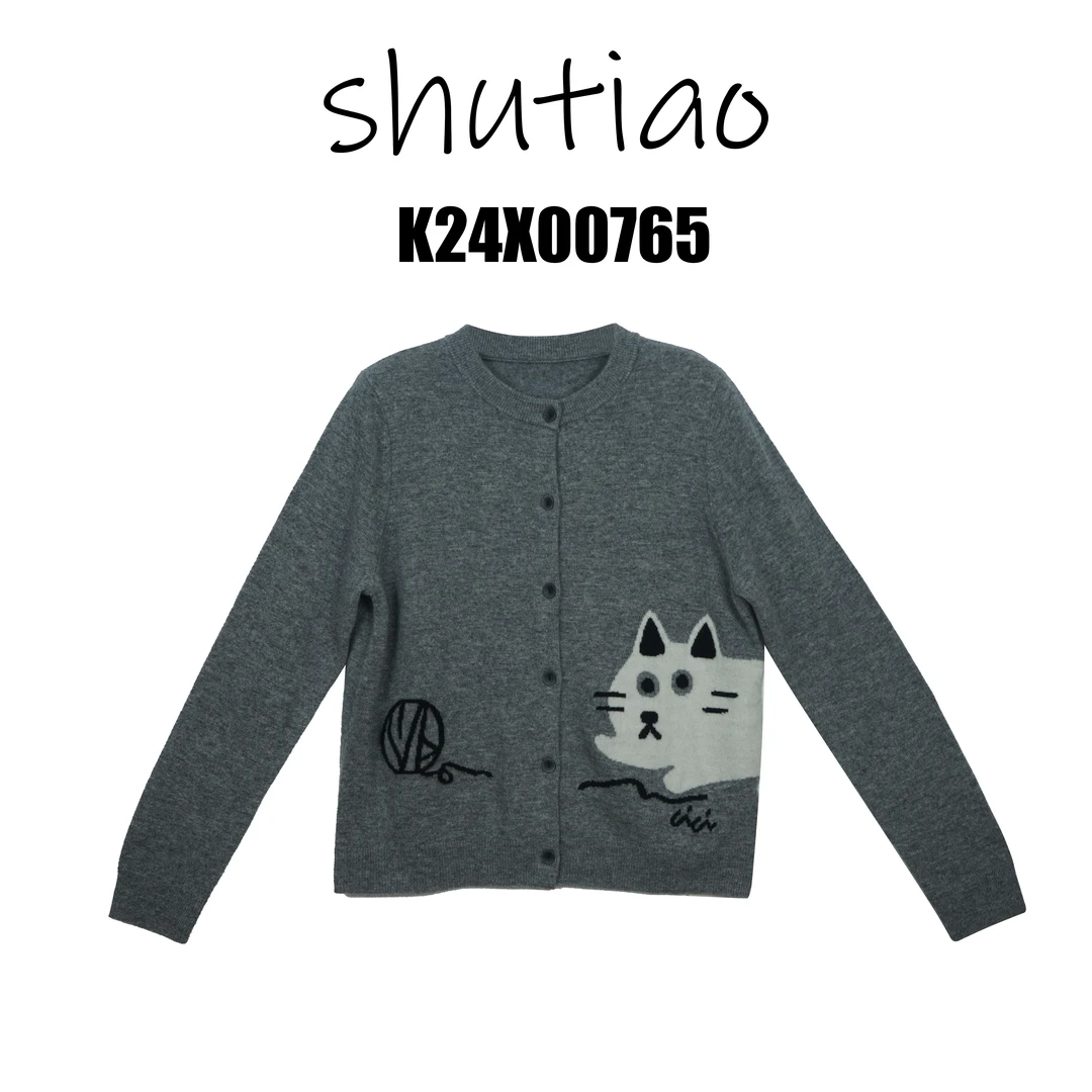【SHUTIAO】2024秋冬：新款小众设计款猫咪开衫K24X00765