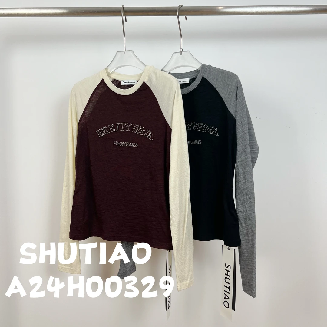 【SHUTIAO】2024秋冬:新款小众设计款T恤A24H00329