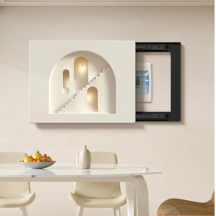 现代简约空间感超薄电表箱装饰画立体感配电箱盒生活弱电箱盖面板