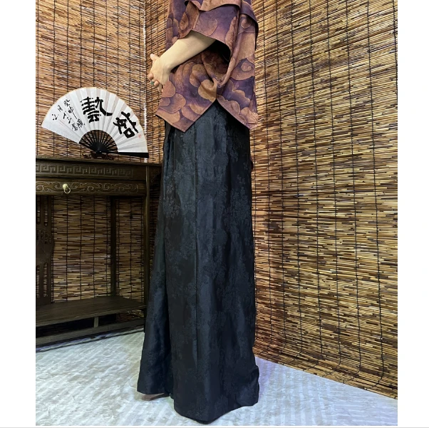 重磅香云纱新中式百搭阔腿裤复古国风长款提花老料重工休闲气质女