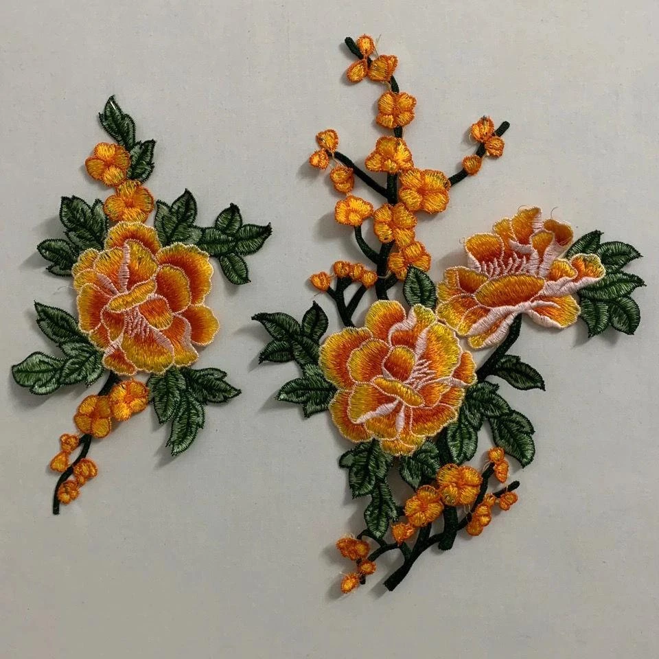 多色牡丹花刺绣布贴中国风破洞补丁贴大缝补衣服的图案贴花