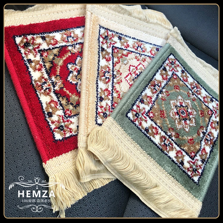 新疆编织纯手工装饰垫子汽车用扶手箱丝毯垫床头柜摆件置物小地毯