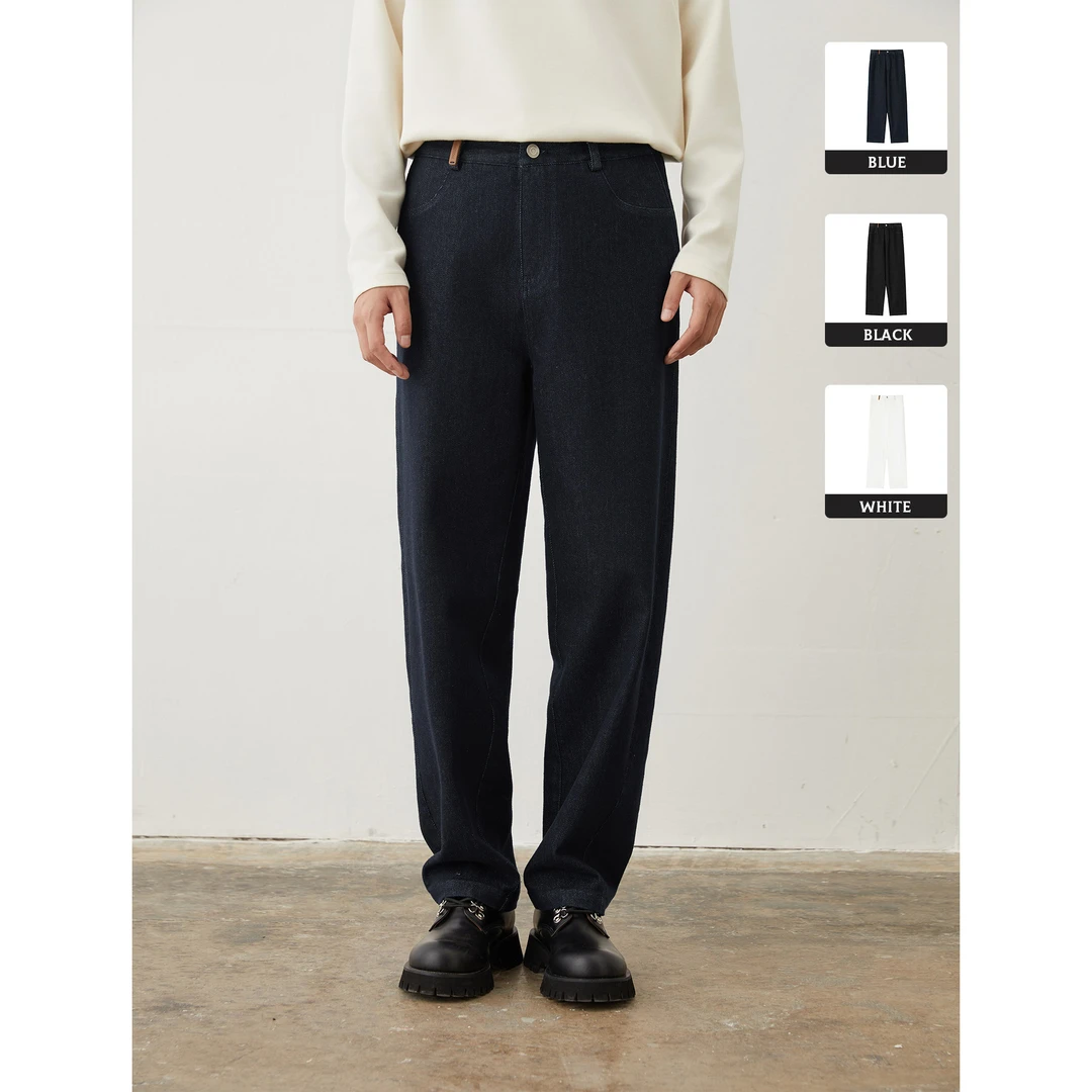 knighttom新款多色牛仔香蕉裤女小个子中性风半松紧显瘦长裤3600