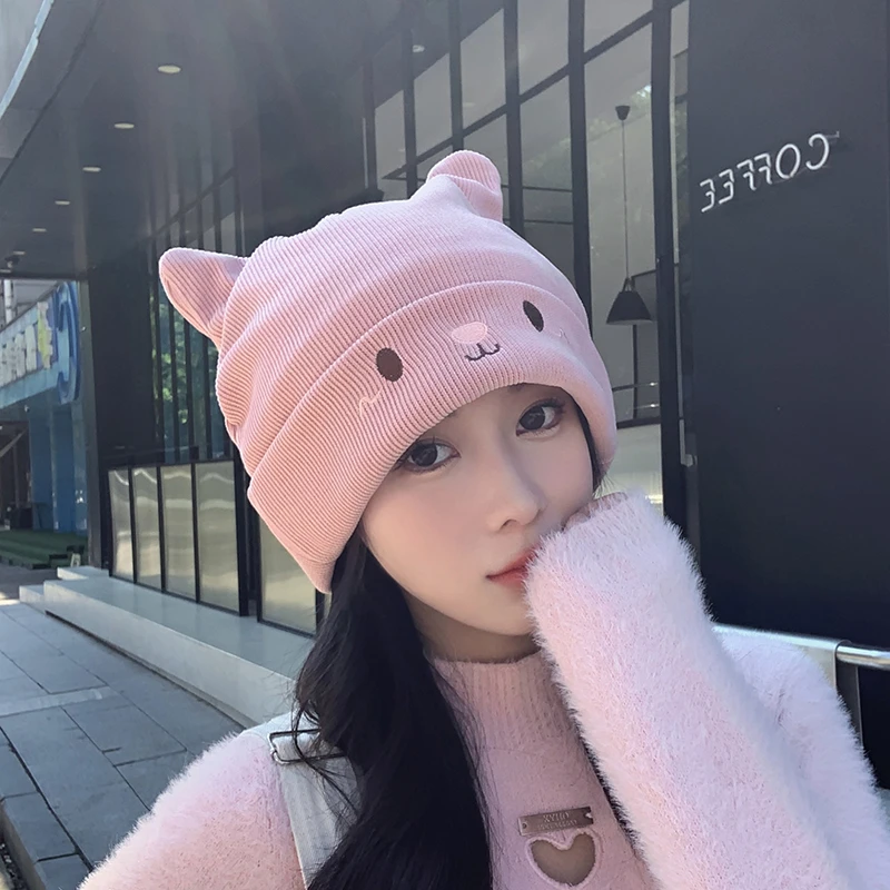 月子帽春秋季针织帽子女包头帽可爱防风显脸小毛线帽产后保暖冷帽