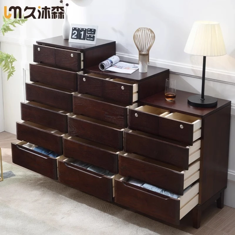 久沐森纯实木橡木五斗柜日式卧室储物柜现代五六七斗橱收纳柜子