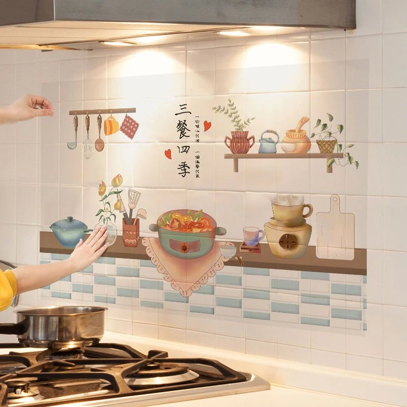 厨房防油污贴纸加厚透明灶台防水油烟贴耐高温多功能橱柜自粘墙纸