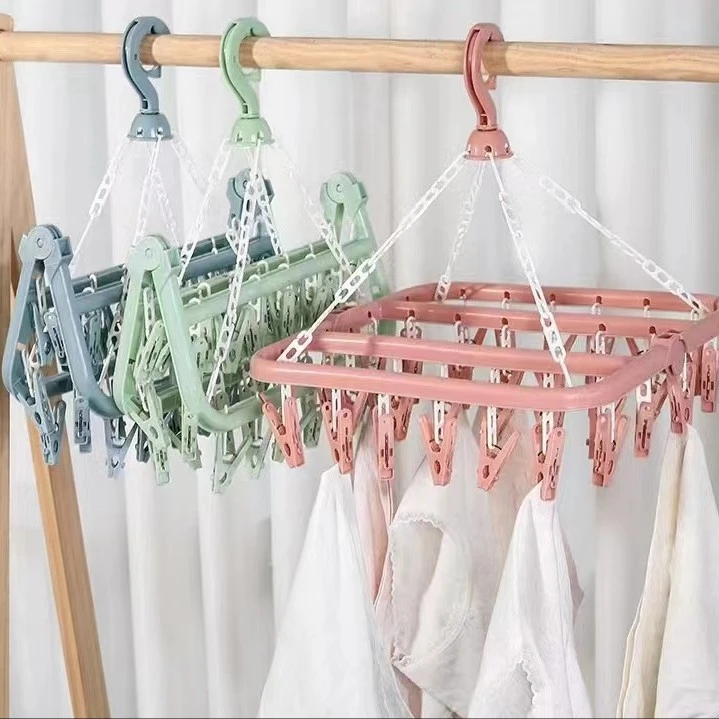 32夹袜子内裤居家衣物晾衣架多功能防风可折叠