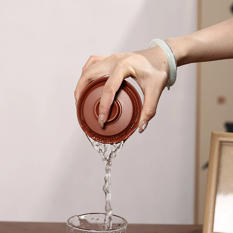 潮州朱泥薄胎手抓盖碗复古带盖工夫茶陶瓷防烫简约家用盖碗茶杯