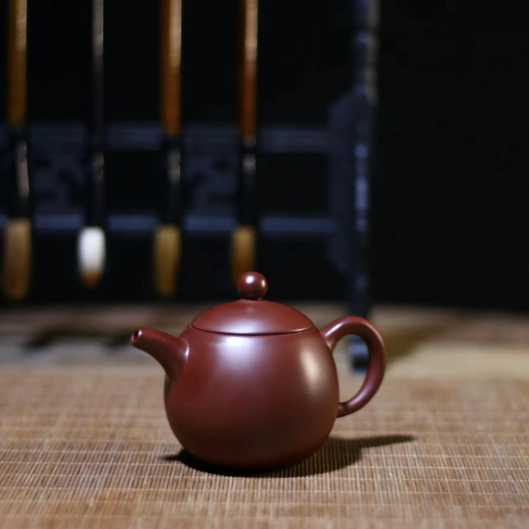 紫泥龙蛋壶潮州手拉壶130cc容量功夫工夫小茶壶潮州泡茶壶家用