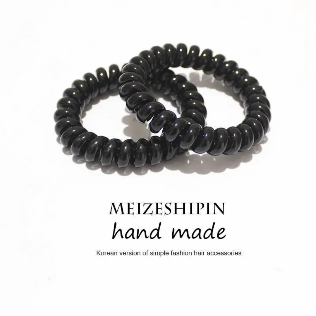 黑色硅胶发饰大号电话线发圈粗款韩版简约电话圈皮筋扎头绳