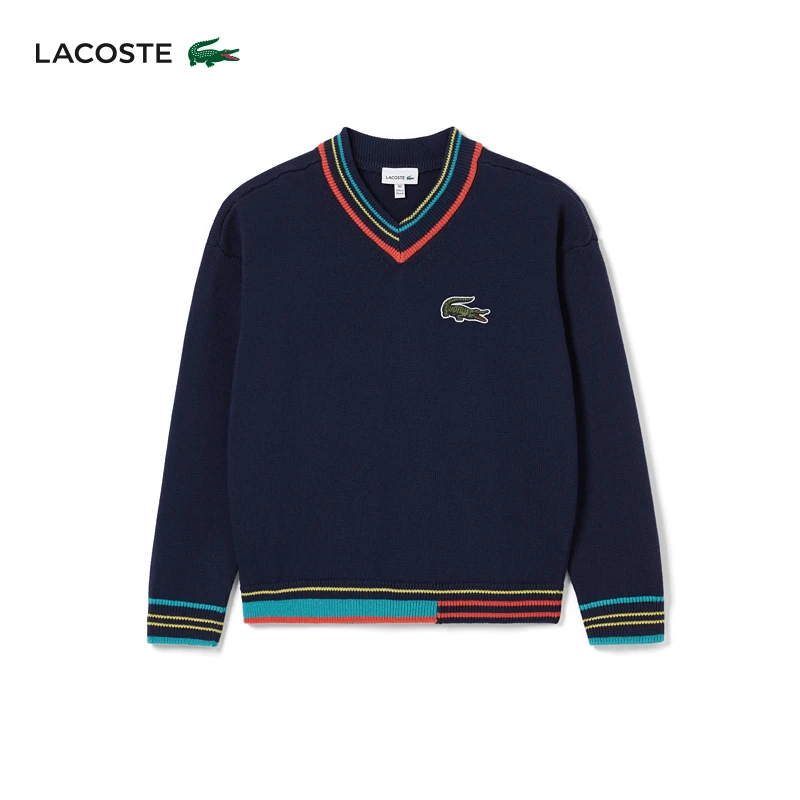 LACOSTE法国鳄鱼童装男女同款23秋冬新款拼色针织衫毛衣|AJ1201