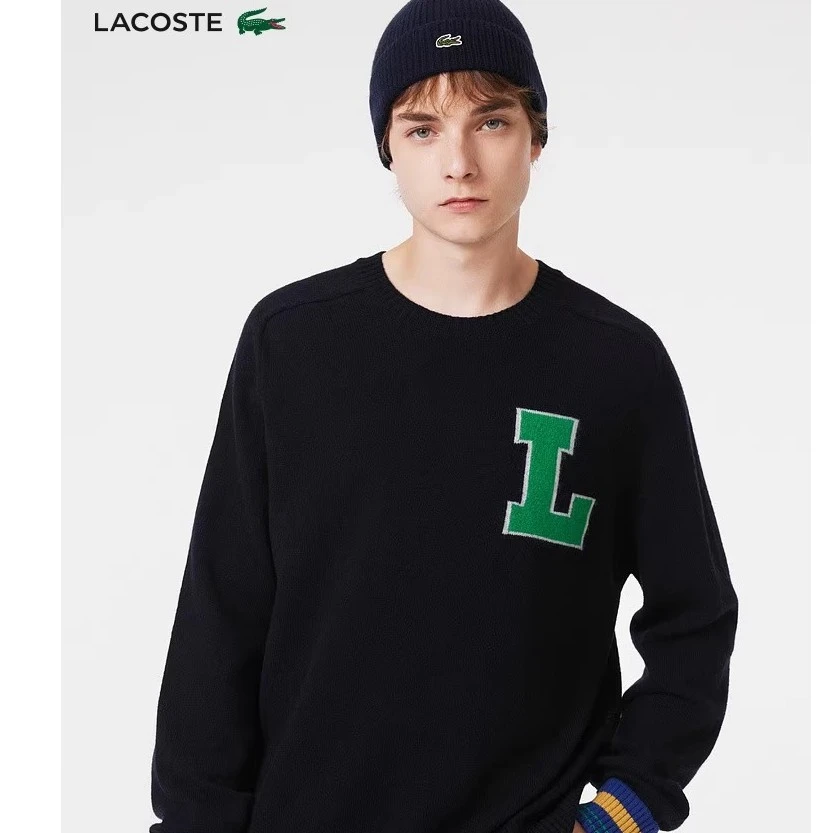 LACOSTE法国鳄鱼情侣款秋冬休闲时尚圆领羊毛针织衫毛衣|AH0824