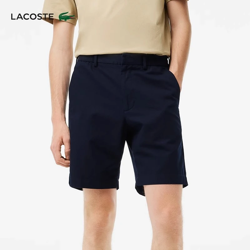 LACOSTE法国鳄鱼男装时尚纯色商务通勤直筒裤短裤休闲裤|GH7989