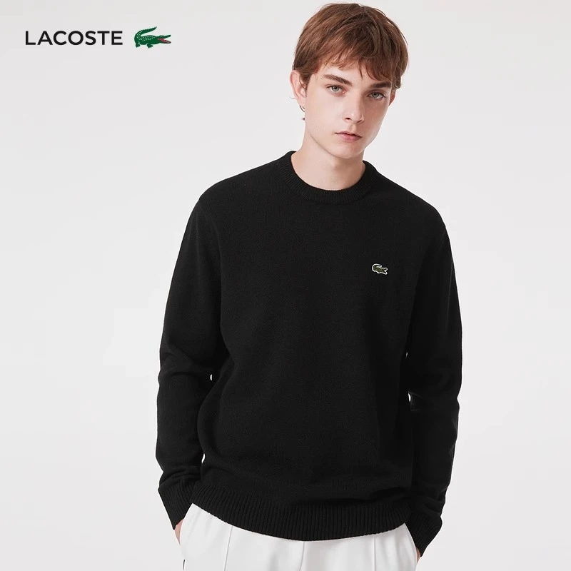 LACOSTE法国鳄鱼男装纯色休闲简约保暖羊毛针织衫套头毛衣|AH1988