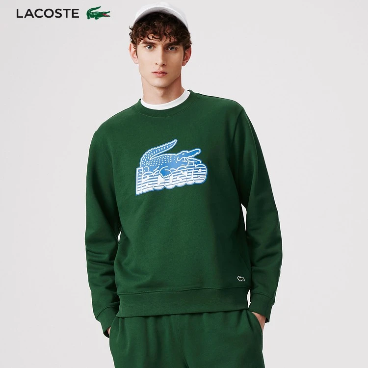 LACOSTE法国鳄鱼男装休闲百搭时尚印花纯棉圆领套头衫卫衣|SH5087