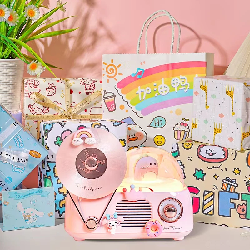 黑胶唱片机复古迷你桌面小音响蓝牙音箱生日礼物送女孩女生少女心