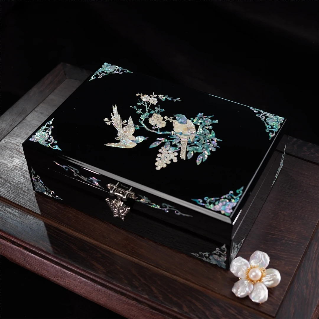 【紫藤双燕】螺钿漆器纯手工首饰盒新中式原创高档精致送礼