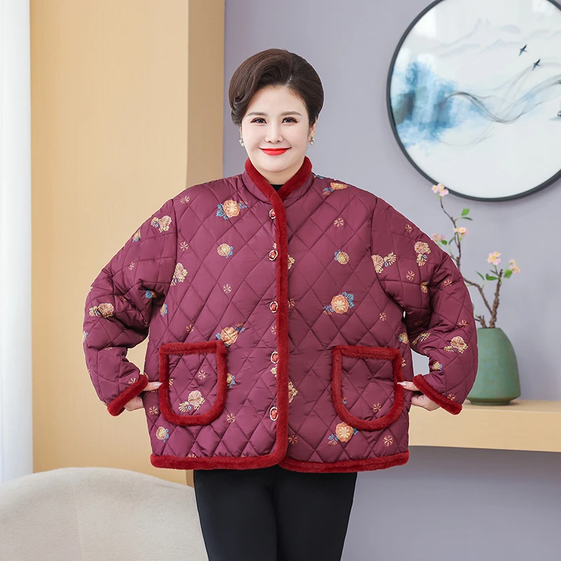 奶奶特大冬装棉衣加绒外套加厚妈妈大码中老年棉服冬季棉袄240斤