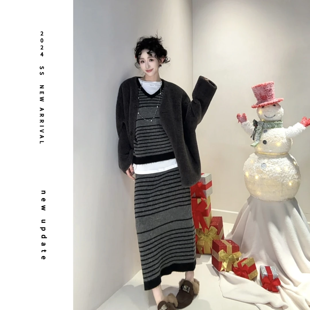 现货【颖子定制]】落日熔金～毛绒感厚款外套女宽松百搭大衣 9002