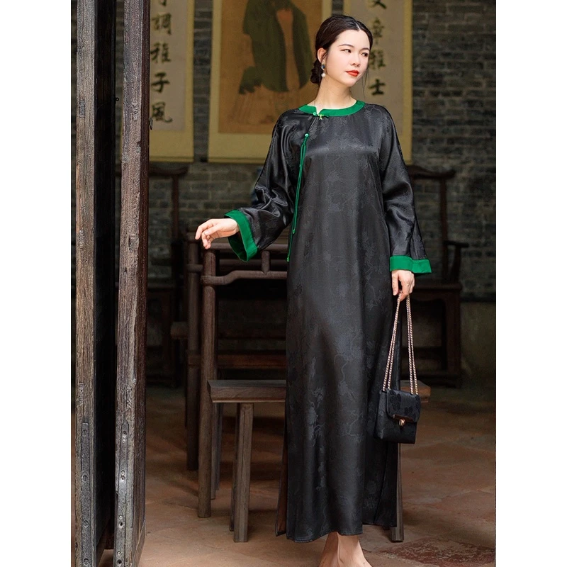 《玉玲珑》老料香云纱连衣裙 桑波段 25姆米 气质新中式国风 典藏款