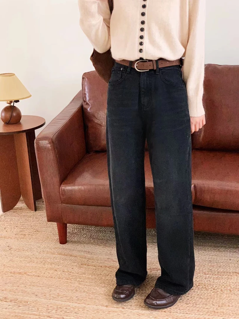 乐乐豆35226-1显瘦窄版直筒裤