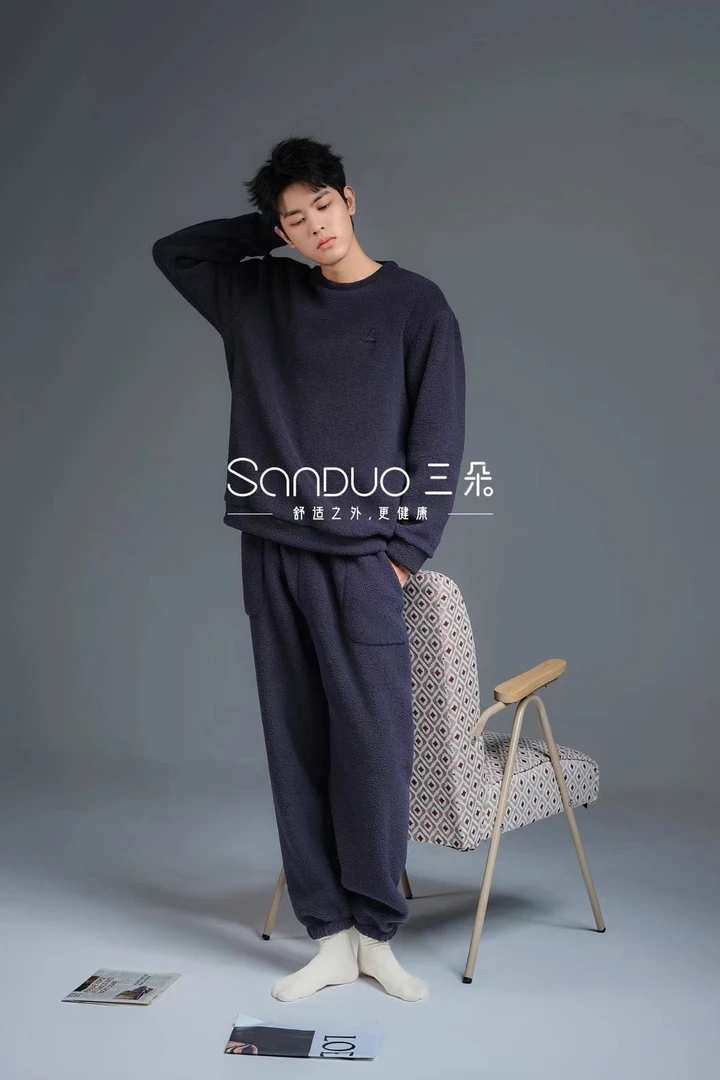 （男套装）代工云感绒男士家居服套装