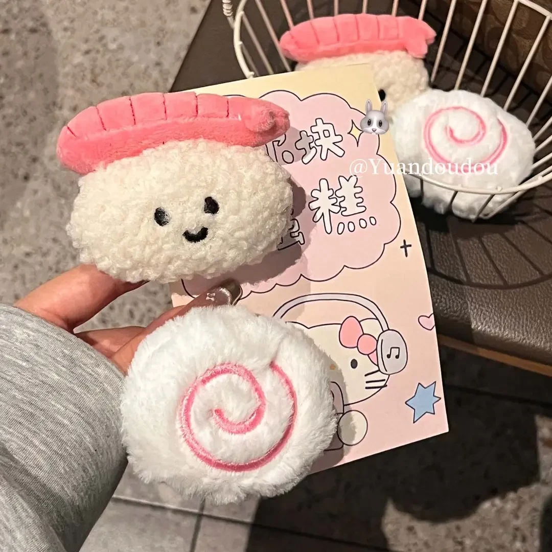 可爱少女心粉色甜虾饭团鱼板发夹大号食玩BB夹毛茸茸鱼板鸭嘴夹新