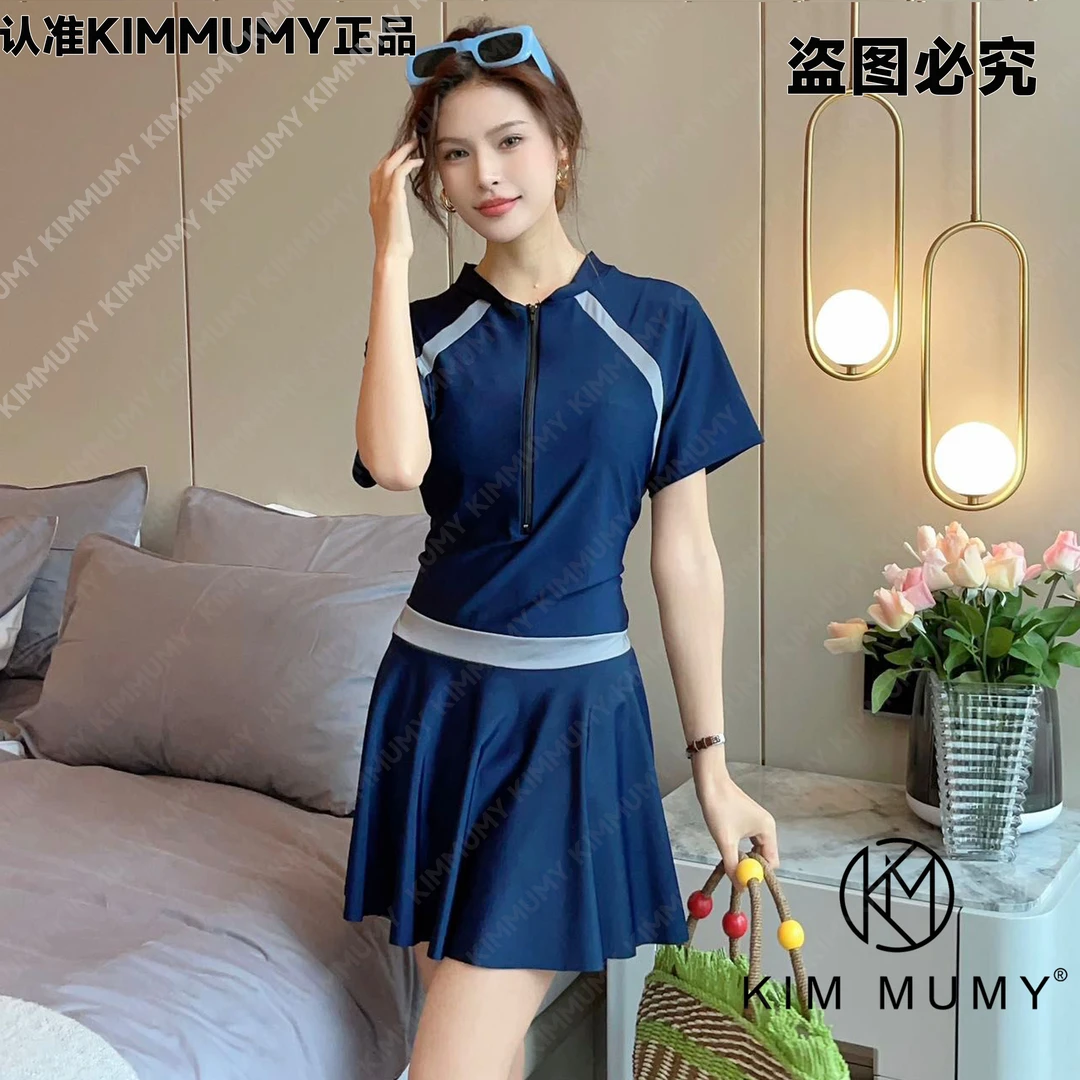 【主播优选】KimMumy新款短袖大码女款夏连体运动显瘦保守泳衣
