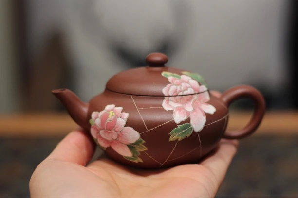 炻堂 矮梨 冰裂牡丹纹 杀茶利器紫砂壶