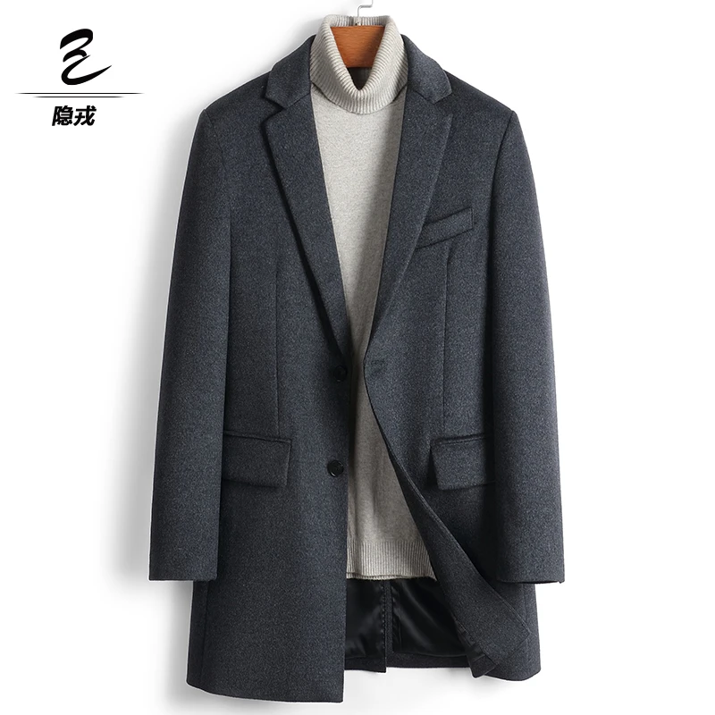 2024海宁毛呢大衣男装羊绒呢子外套西装青年潮流大牌中长款夹克