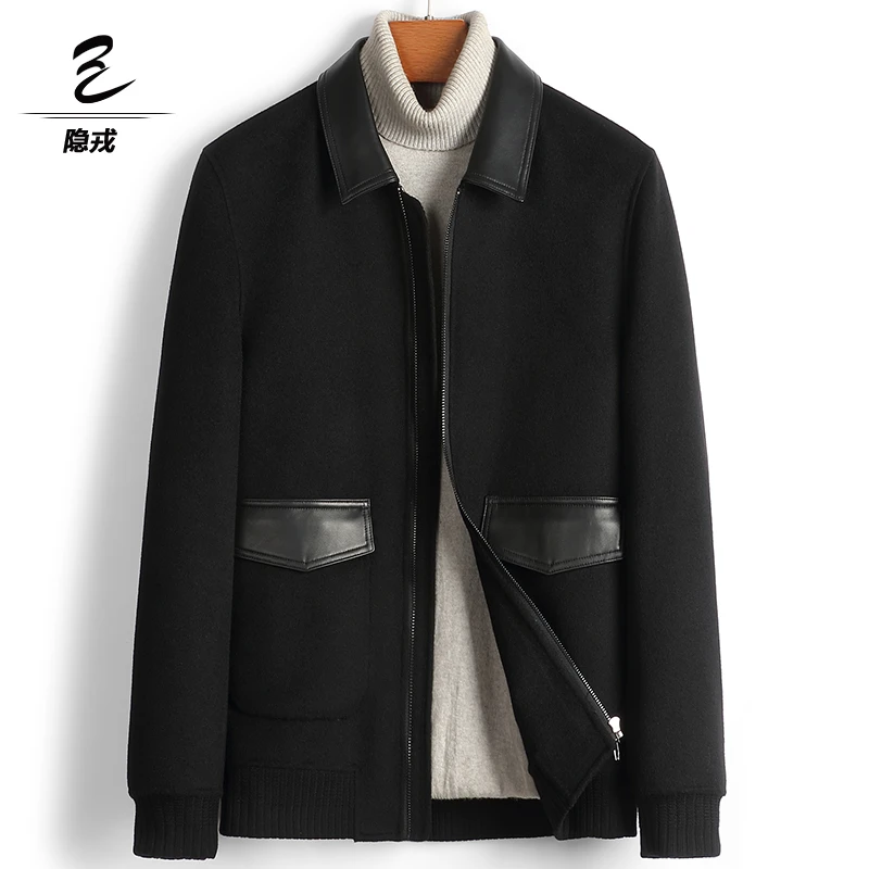 毛呢大衣呢子男外套双面商务翻领冬季加厚潮流短款保暖男士秋冬