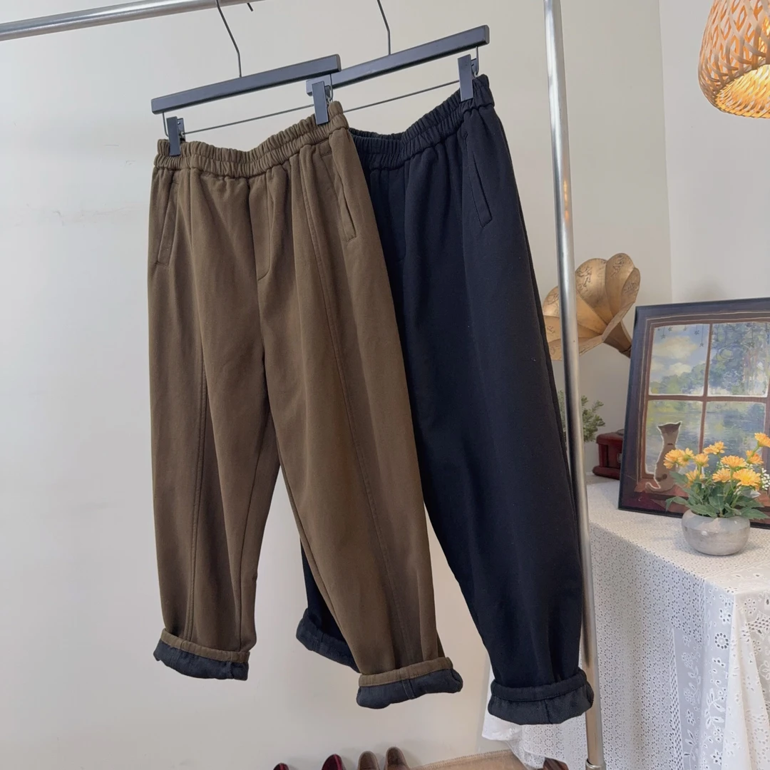 段色清版【全棉加绒加厚冬季保暖休闲哈伦裤女】无运费险订单清货款