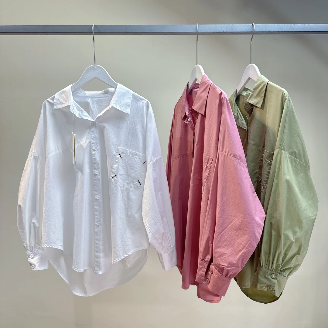 尾单特清浮力【宽松衬衫外套袖口两粒扣两侧褶皱百搭上衣】