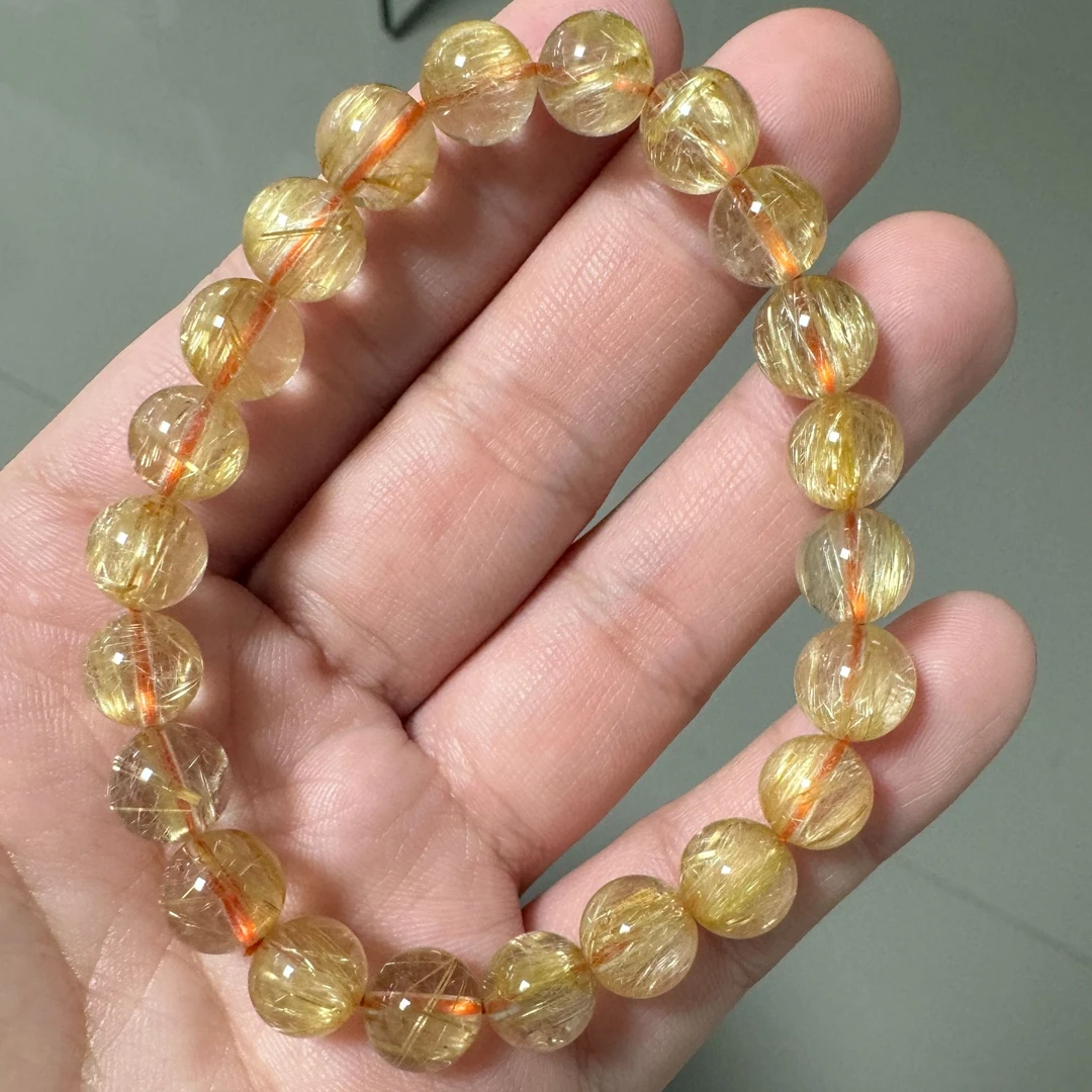 【高端】高品钛金发晶手串巴天然西钛晶领袖石多样性发其一TJ108