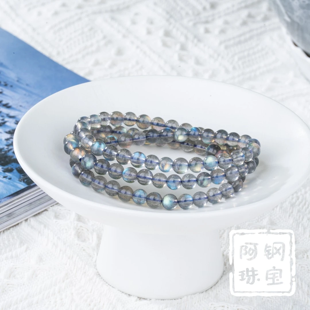 （高品质）天然灰月光三圈手链手串，多圈珠宝HY337多样性发其一